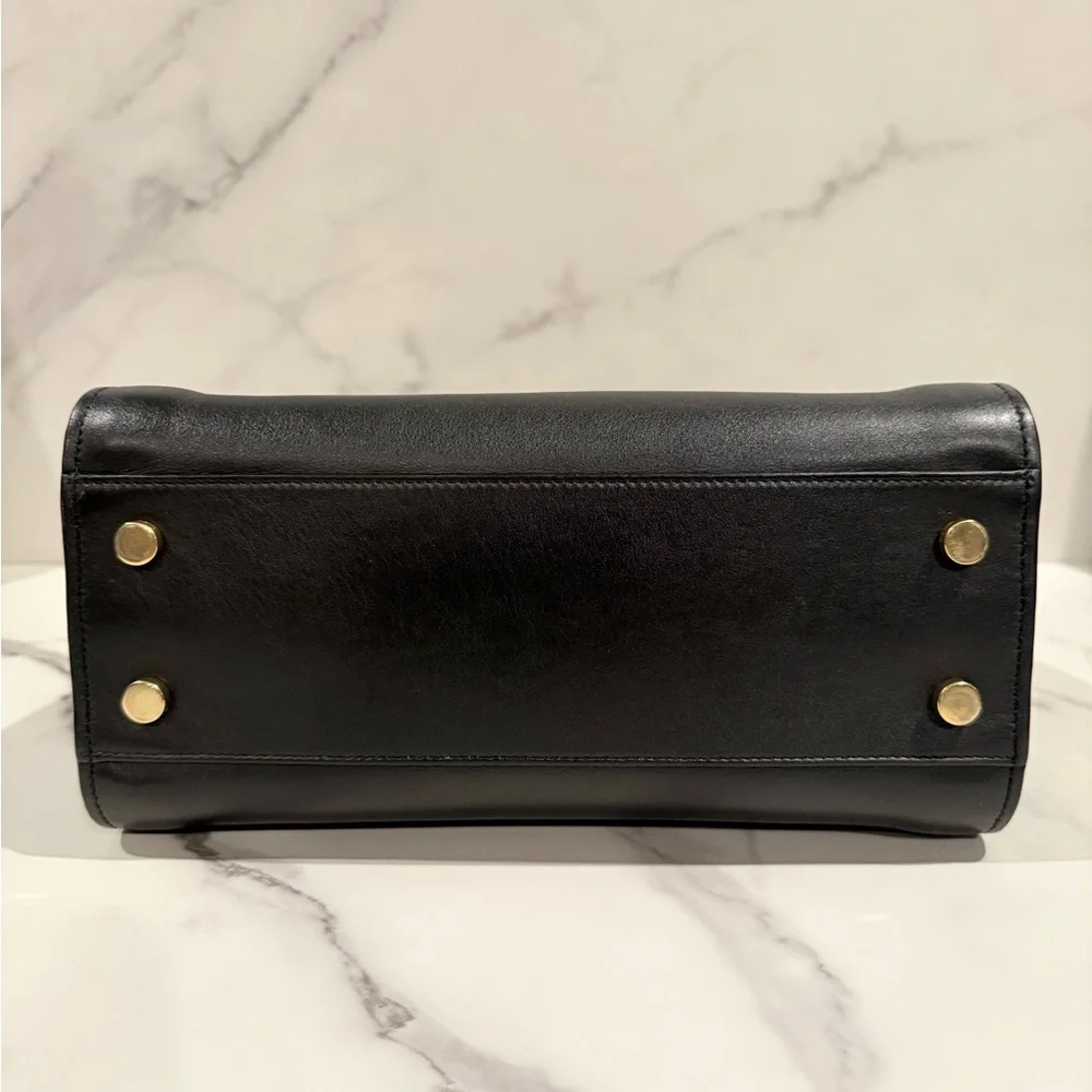 Yves Saint Laurent Black Leather Top-Handle Bag with Gold Hardware